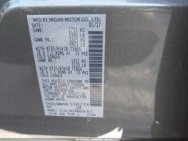 5N1DL0MN4HC550774 Infiniti QX60