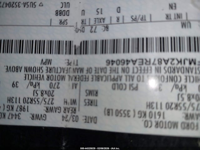Aukcja sprzedaży 2024 Ford Expedition Limited Max, vin: 1FMJK2A87REA46046, numer aukcji: 44325029