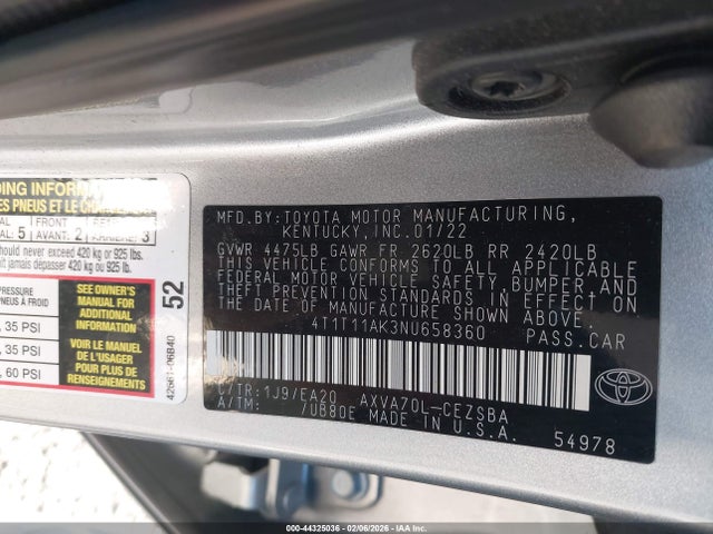 Toyota CAMRY SE 2022 4T1T11AK3NU658360 Image 9