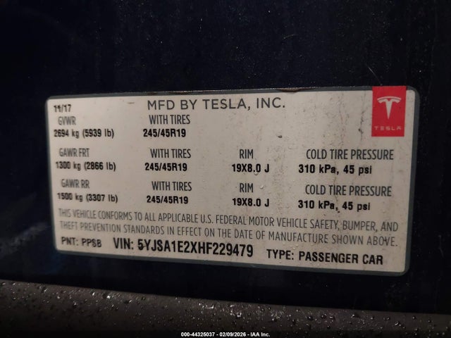 2017 TESLA MODEL S 5YJSA1E2XHF229479 Photo 8