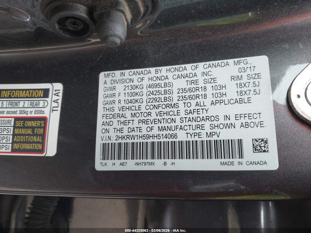 2HKRW1H59HH514066 Honda CR-V EX