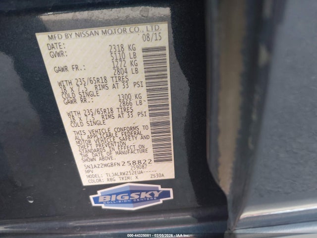 5N1AZ2MG8FN258822 Nissan MURANO SL