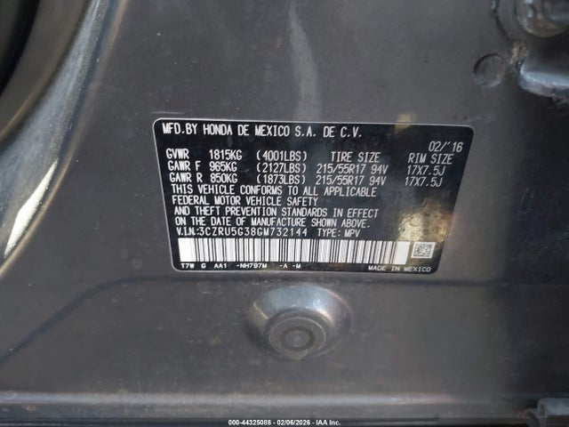 3CZRU5G38GM732144 Honda HR-V LX