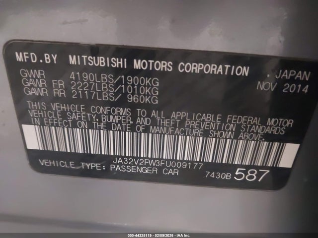 Aukcja sprzedaży 2015 Mitsubishi Lancer Se, vin: JA32V2FW3FU009177, numer aukcji: 44325119