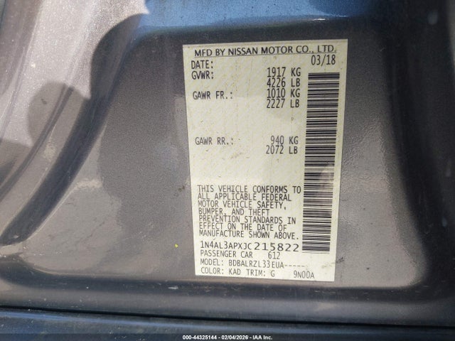 1N4AL3APXJC215822 Nissan Altima 2.5 Sl