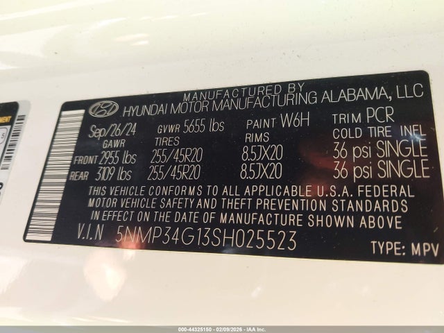Продаж на аукціоні авто 2025 Hyundai Santa Fe Hybrid Limited, vin: 5NMP34G13SH025523, номер лоту: 44325150