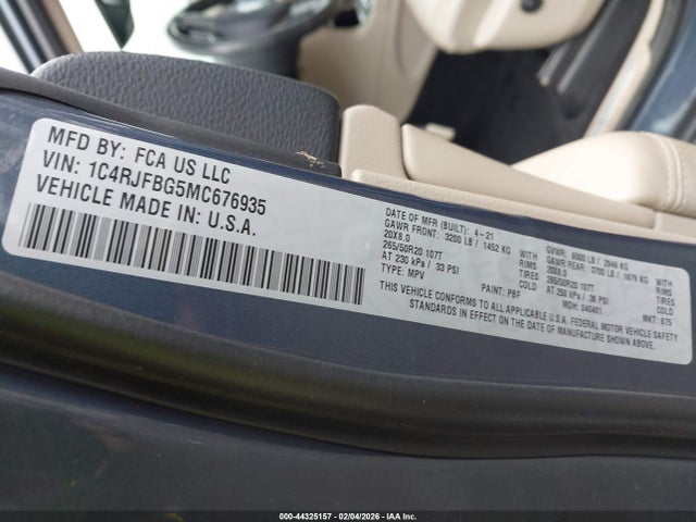 2021 JEEP GRAND CHEROKEE 1C4RJFBG5MC676935 Photo 8