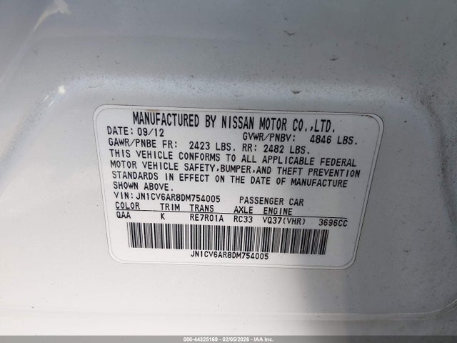 Aukcja sprzedaży 2013 Infiniti G37x, vin: JN1CV6AR8DM754005, numer aukcji: 44325169