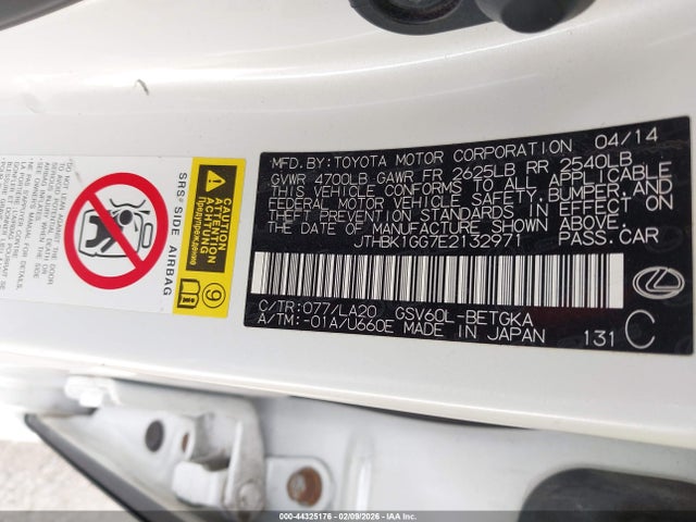 Продажа на аукционе авто 2014 Lexus Es 350, vin: JTHBK1GG7E2132971, номер лота: 44325176