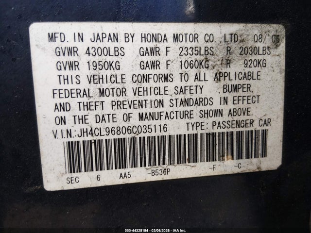 2006 ACURA TSX JH4CL96806C035116 Photo 8