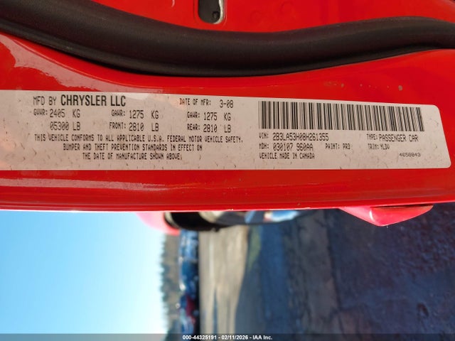 44325191 :رقم المزاد ، 2B3LA53H08H261355 vin ، 2008 Dodge Charger R/t مزاد بيع
