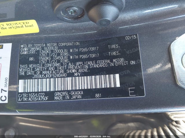 JTEBU5JR0F5240440 Toyota 4runner Trail Premium