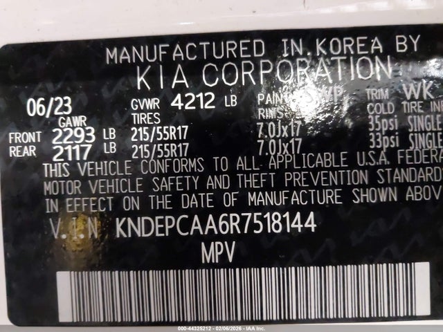 Продаж на аукціоні авто 2024 Kia Seltos Lx, vin: KNDEPCAA6R7518144, номер лоту: 44325212