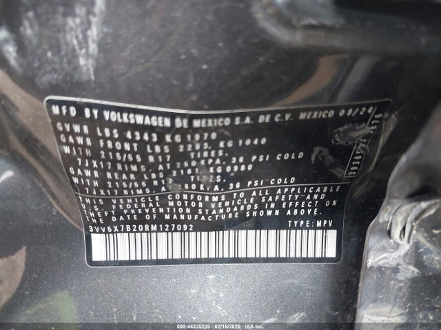 Продаж на аукціоні авто 2024 Volkswagen Taos 1.5t S, vin: 3VV5X7B20RM127092, номер лоту: 44325228