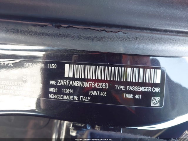 2021 ALFA ROMEO GIULIA ZARFANBN3M7642583 Photo 8