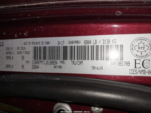 Aukcja sprzedaży 2018 Ram 1500 Sport, vin: 1C6RR7MT1JS128254, numer aukcji: 44325297