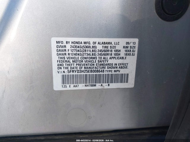 2014 Acura Mdx მანქანა იყიდება აუქციონზე, vin: 5FRYD3H25EB008648, აუქციონის ნომერი: 44325314