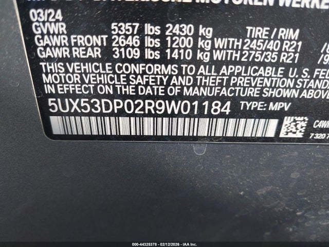 5UX53DP02R9W01184 BMW X3 Xdrive30i