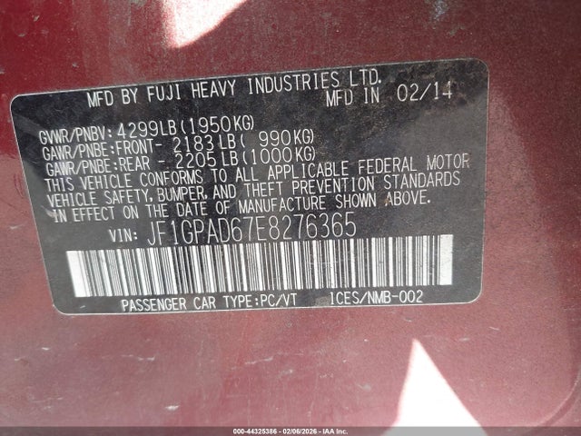 JF1GPAD67E8276365 Subaru Impreza 2.0i Premium