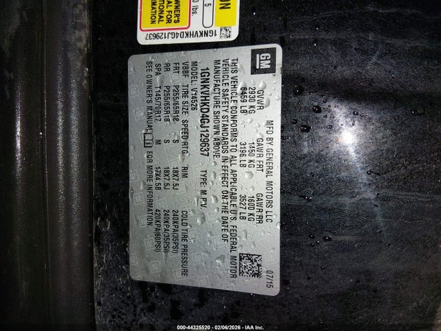 1GNKVHKD4GJ129637 Chevrolet Traverse 2lt