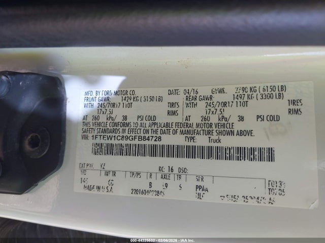 Ford F-150 Xl 2016 1FTEW1C89GFB84728 Image 9