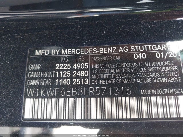 2020 MERCEDES-BENZ AMG C 43 W1KWF6EB3LR571316 Photo 8
