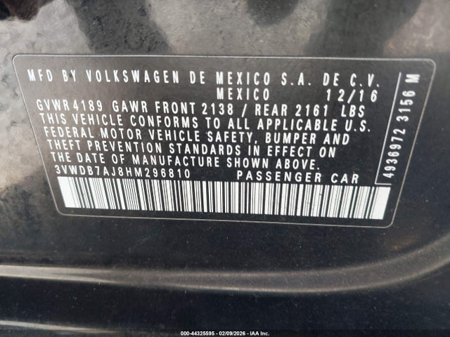 3VWDB7AJ8HM296810 Volkswagen Jetta 1.4t Se