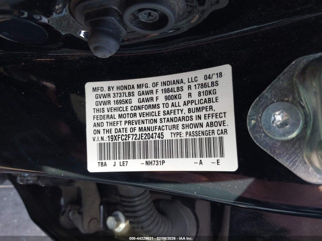 Honda CIVIC EX 2018 19XFC2F72JE204745 Image 9