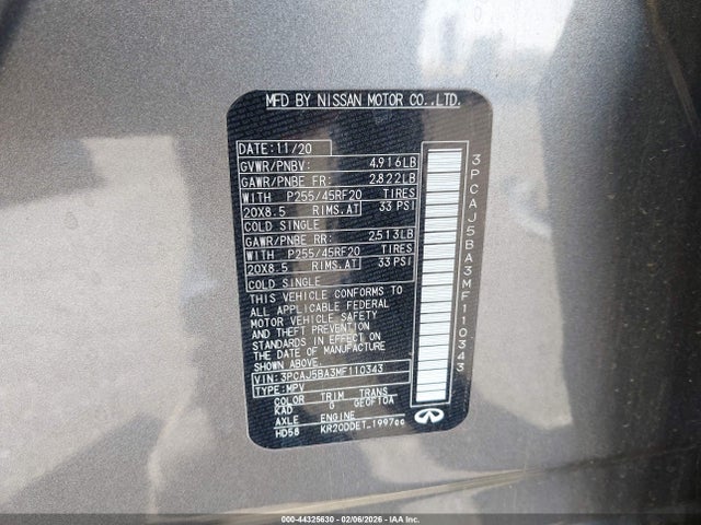 Infiniti Qx50 Luxe 2021 3PCAJ5BA3MF110343 Image 9