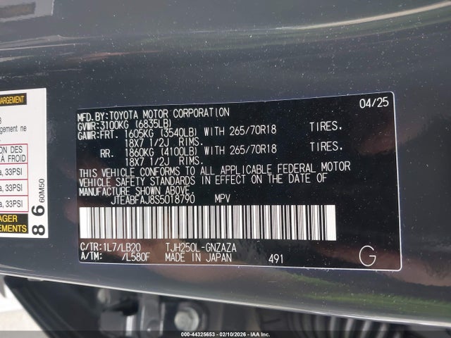 Toyota Land Cruiser 2025 JTEABFAJ8S5018790 Image 9