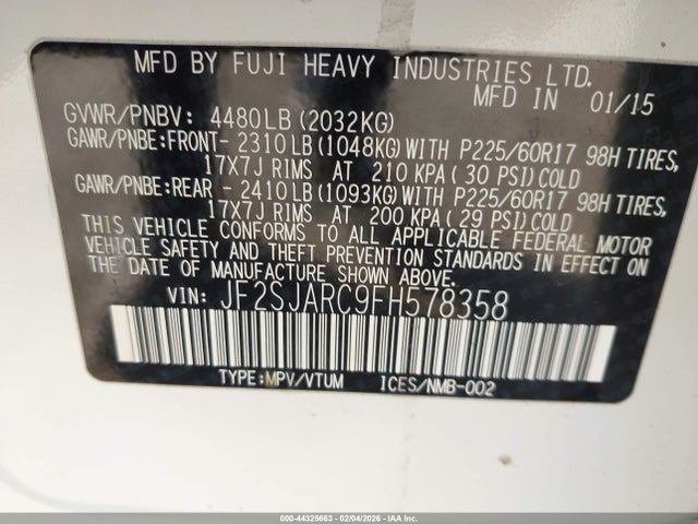 JF2SJARC9FH578358 Subaru Forester 2.5i Limited