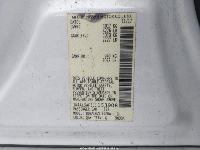 1N4AL3AP5JC153908 Nissan Altima 2.5 S