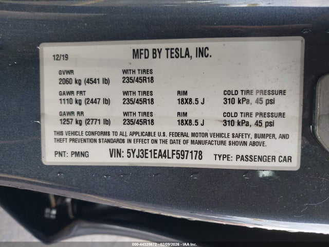 2020 TESLA MODEL 3 5YJ3E1EA4LF597178 Photo 8