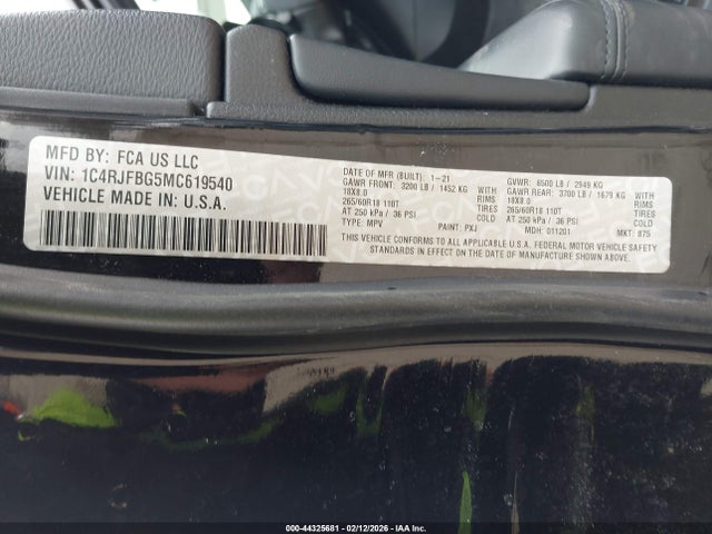 1C4RJFBG5MC619540 Jeep Grand Cherokee Limited 4x4