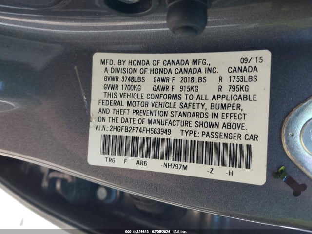 Honda CIVIC SE 2015 2HGFB2F74FH563949 Image 9