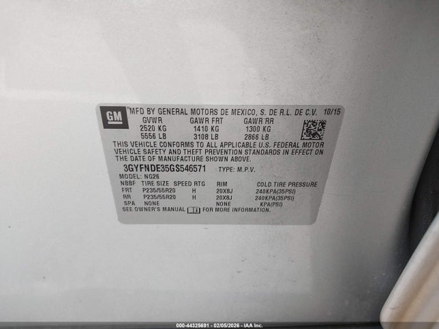 2016 CADILLAC SRX 3GYFNDE35GS546571 Photo 8