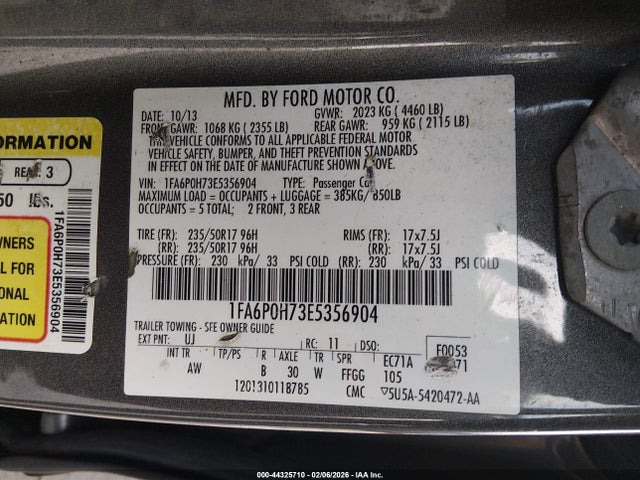 Продажа на аукционе авто 2014 Ford Fusion Se, vin: 1FA6P0H73E5356904, номер лота: 44325710