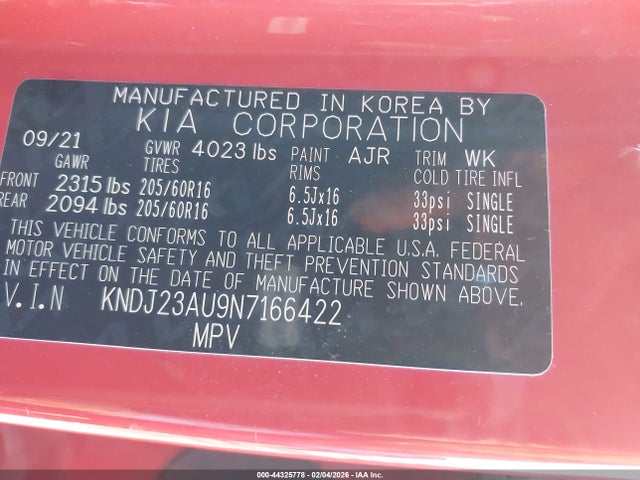 KNDJ23AU9N7166422 KIA SOUL LX