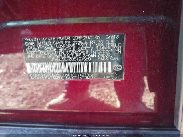 2013 LEXUS LS 460 JTHBL5EF3D5121560 Photo 8