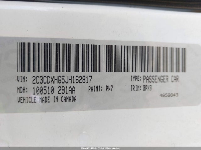 2C3CDXHG5JH162817 Dodge Charger Sxt Plus Rwd