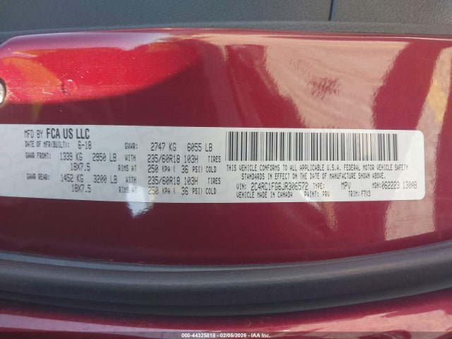 Aukcja sprzedaży 2018 Chrysler Pacifica Touring Plus, vin: 2C4RC1FG6JR306572, numer aukcji: 44325818
