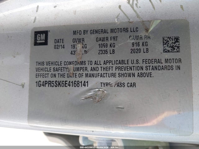 44325832 :رقم المزاد ، 1G4PR5SK6E4168141 vin ، 2014 Buick Verano Convenience Group مزاد بيع