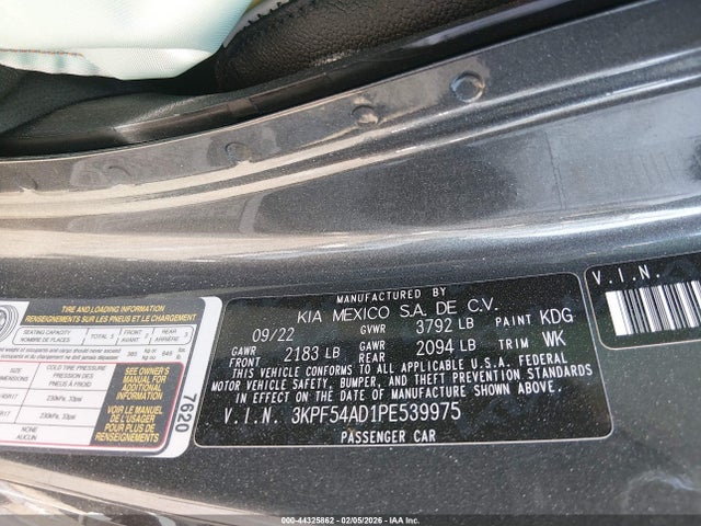 Продажа на аукционе авто 2023 Kia Forte Gt-line, vin: 3KPF54AD1PE539975, номер лота: 44325862