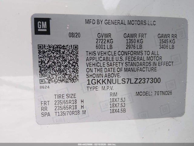 GMC Acadia Awd Slt 2020 1GKKNULS7LZ237300 Image 9