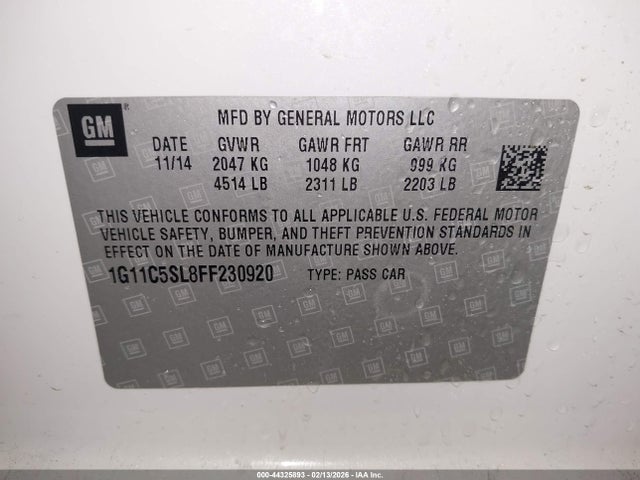 Chevrolet MALIBU 1LT 2015 1G11C5SL8FF230920 Image 9
