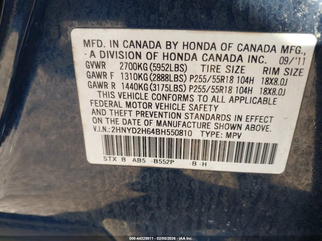 Aukcja sprzedaży 2011 Acura Mdx Technology Package, vin: 2HNYD2H64BH550810, numer aukcji: 44325911