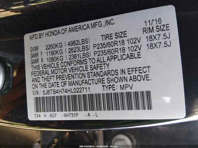 2017 ACURA RDX 5J8TB4H74HL022711 Photo 8