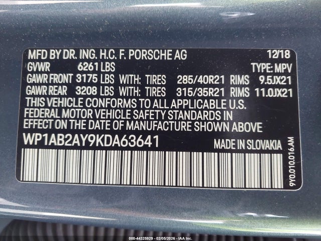 2019 PORSCHE CAYENNE WP1AB2AY9KDA63641 Photo 8