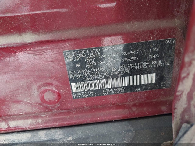 JTMMWRFV1KD011706 Toyota Rav4 Hybrid Le