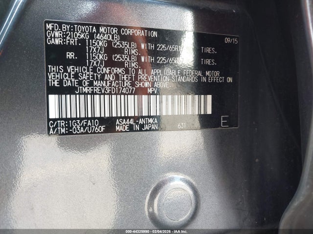 Toyota Rav4 Xle 2015 JTMRFREV3FD174077 Image 9